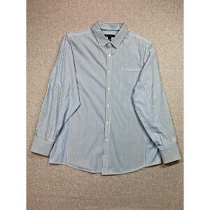INC Shirt Mens Extra Large Blue Striped Casual Party Workwear Career‎ Preppy